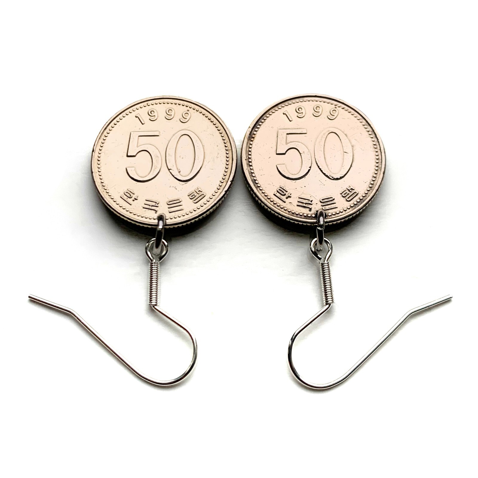 South Korea 50 Won coin earrings rice plant Seoul Busan Incheon Goryeo e000462