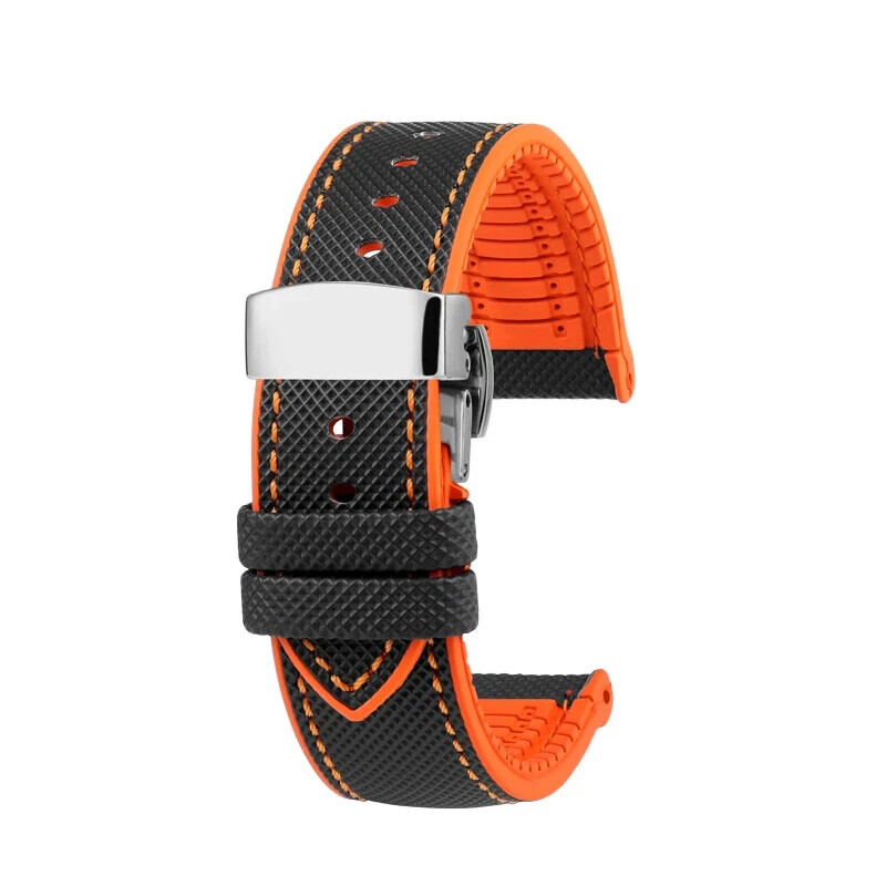 Rubber Watch Strap for Blancpain Fifty Fathoms 5000 5015 5006 5008 23mm Black