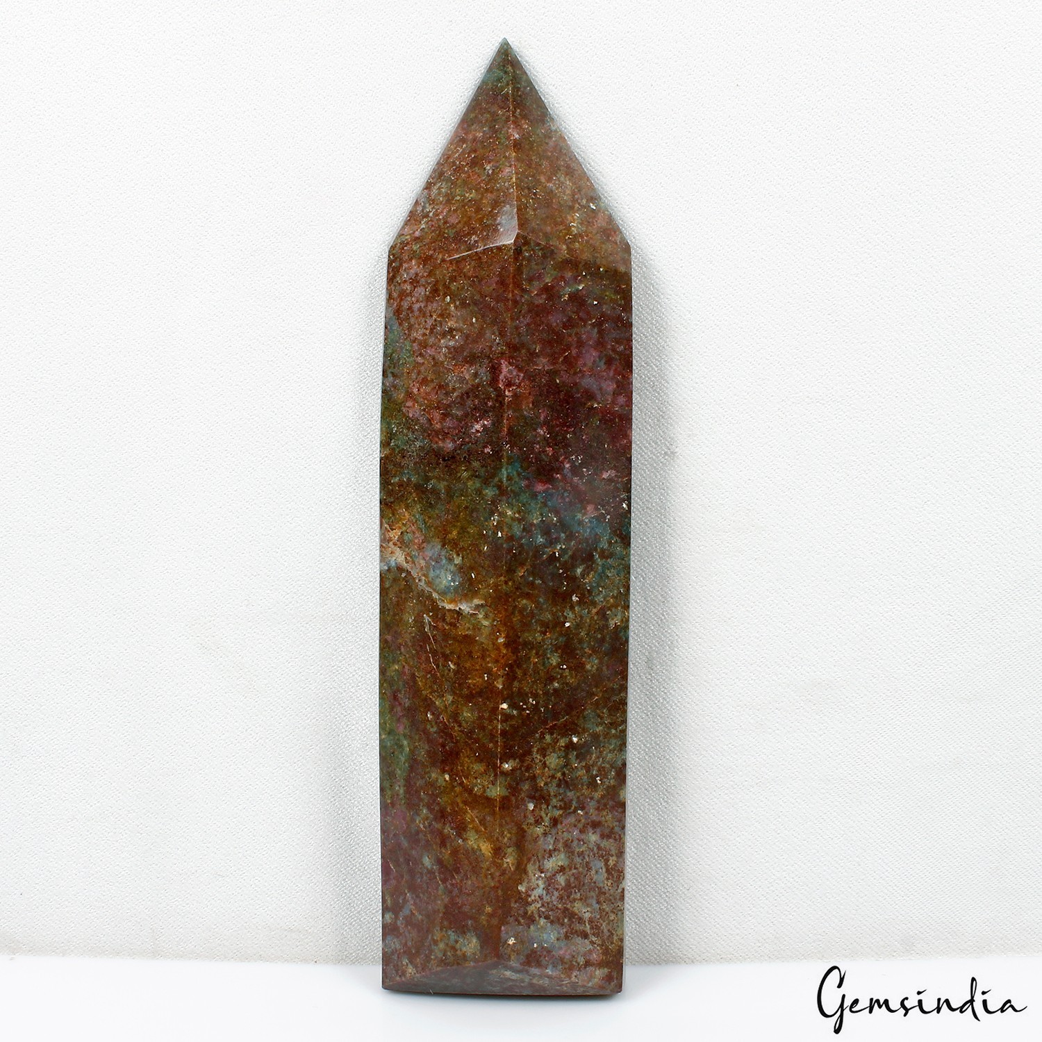 1.1 kg Ruby Zoisite Crystal Tower Point Green & Red Polished Gemstone Home Decor
