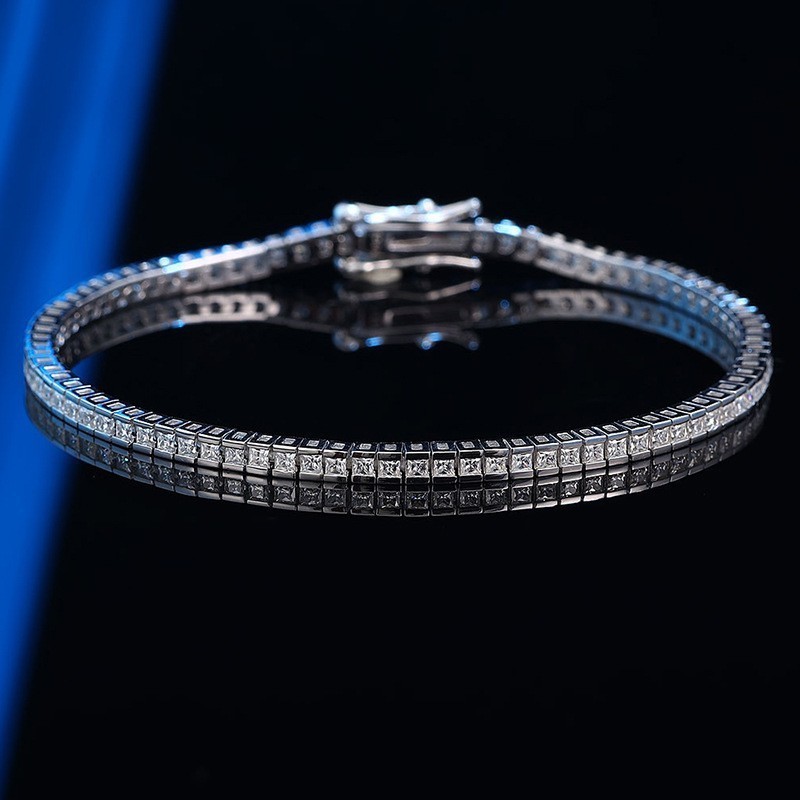 2mm 925 Sterling Silver Moissanite Tennis Bracelet GRA Certified D Color VVS1