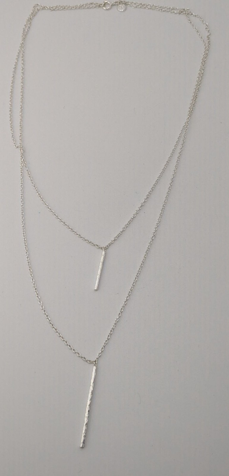 Gorgana Jewelry Pillar Pendant Necklace Double Layer Silver Minimalist