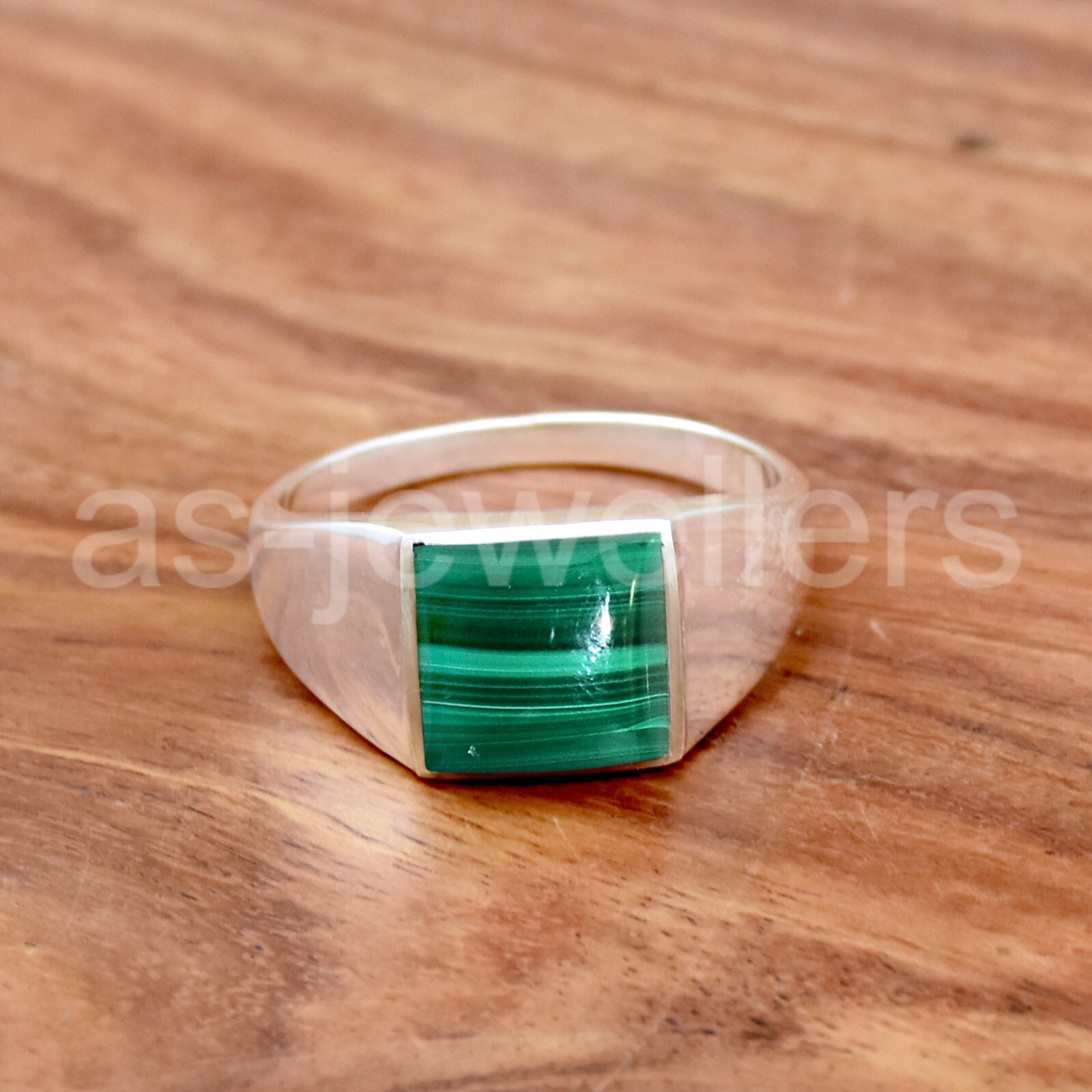925 Sterling Silver, Silver Ring, Gemstone Jewelry, Malachite Ring for Unisex