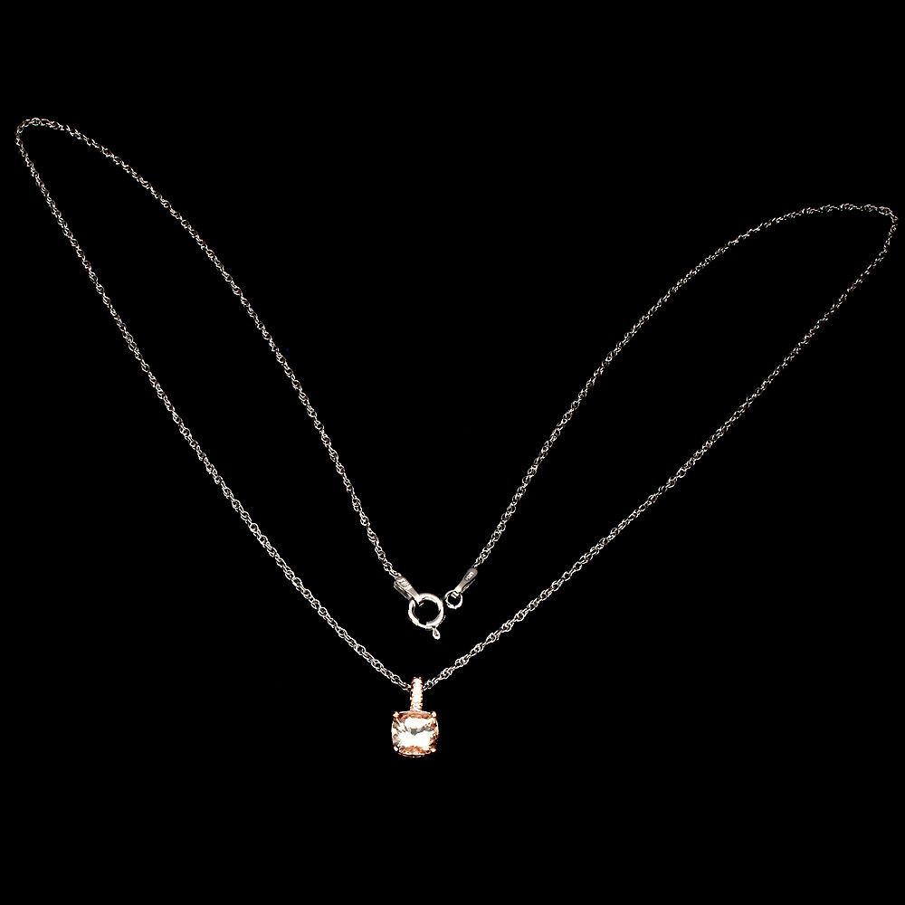 925 Sterling Silver Cushion Pink Morganite 6mm Ring Earrings Necklace