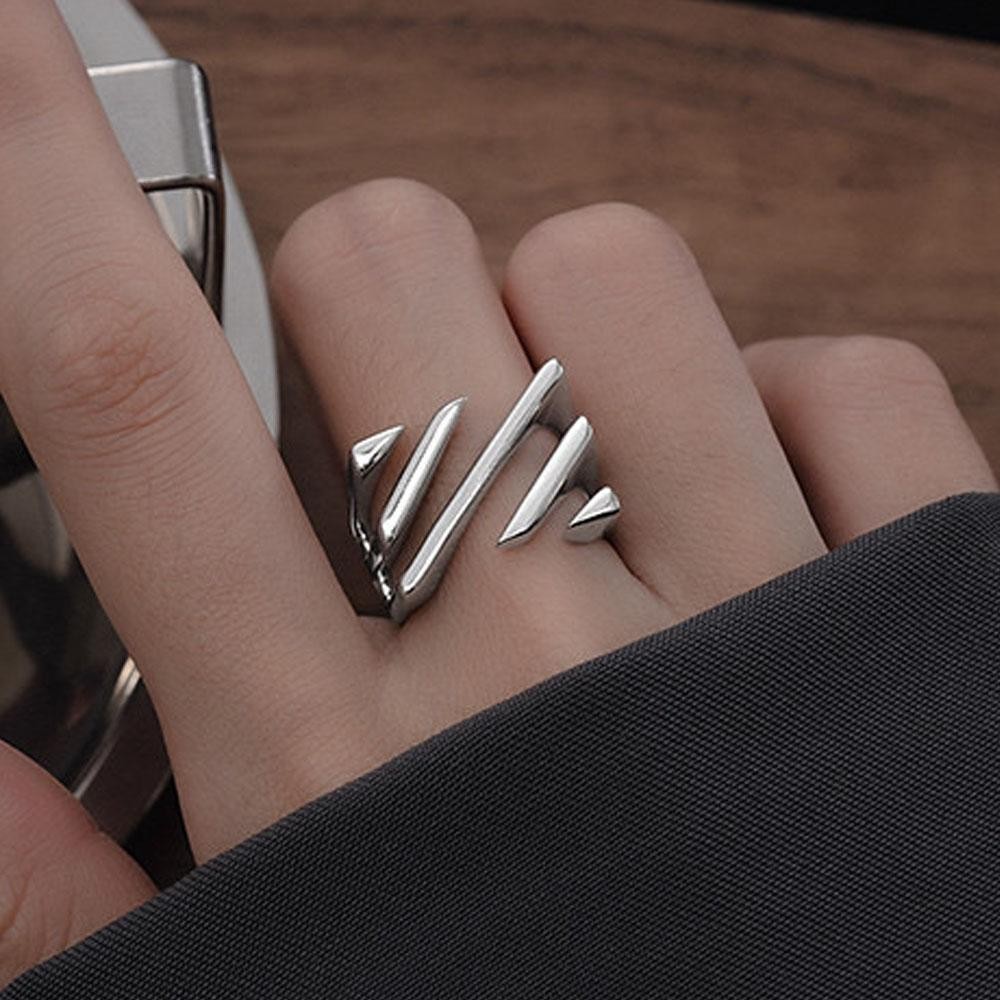 925 Sterling Silver Geometric Ring for Women Irregular Handmade Statement Gift