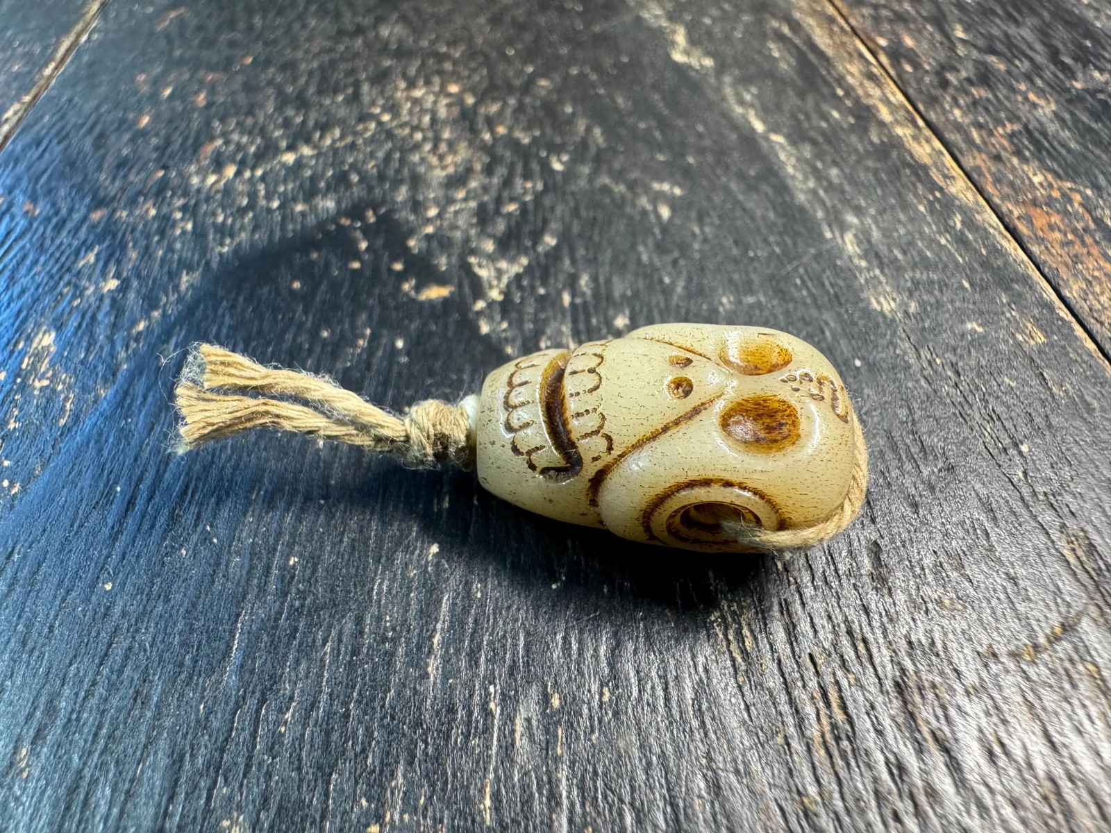 Hand Carved Yak Bone Citipati Skull Guru Bead – Tibetan Style Mala Center Bead,