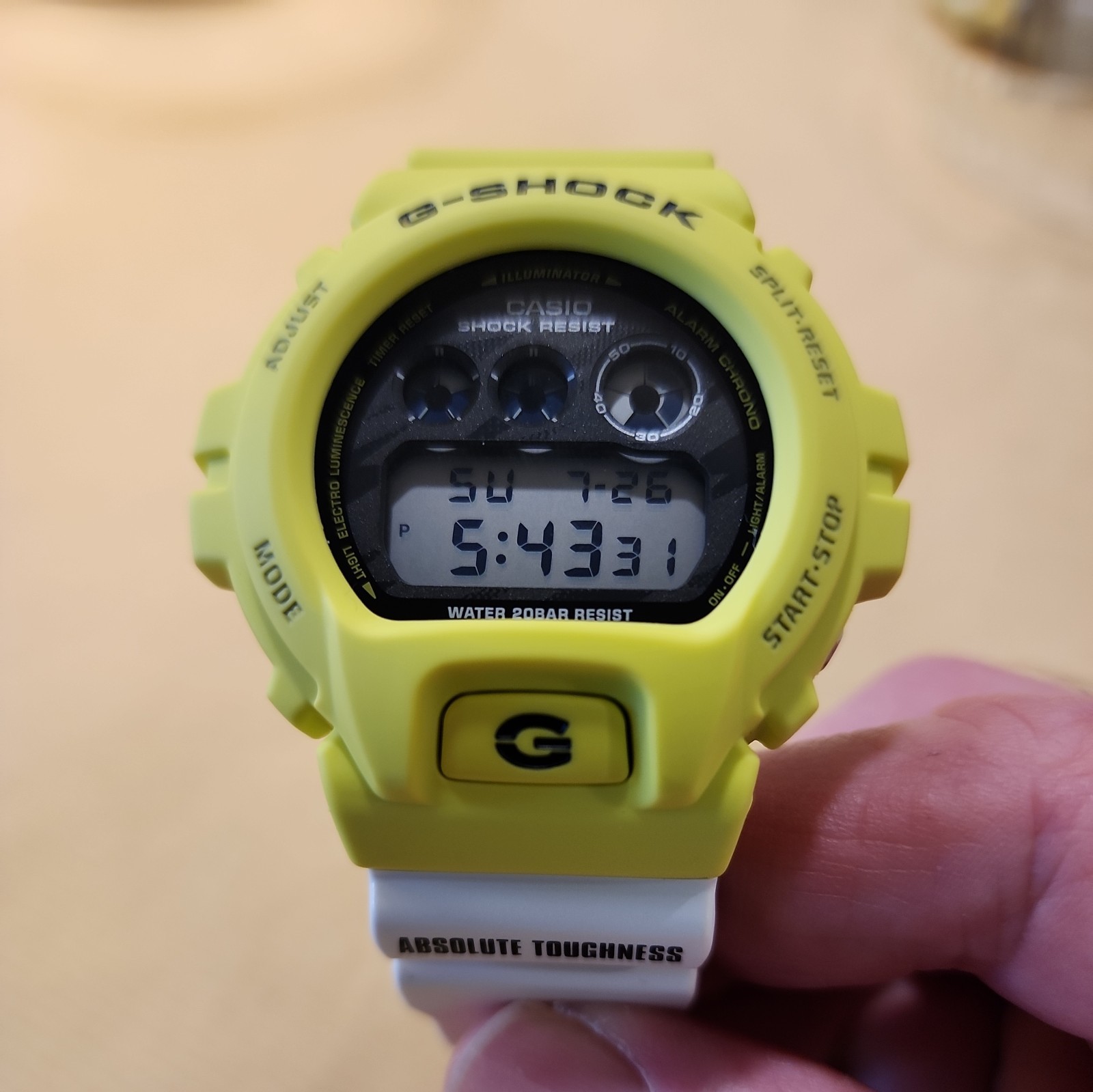 Casio G-Shock Yellow/Green with White Accent Men’s Watch – DW6900 TGA