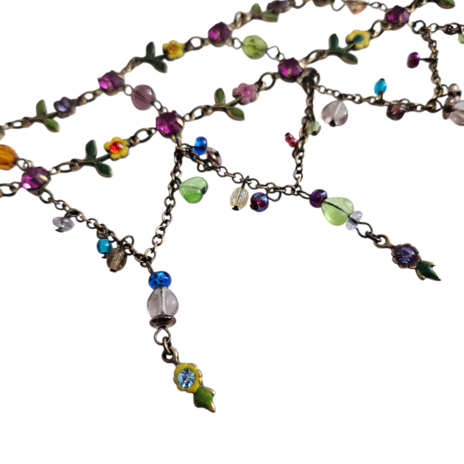 Vintage NEW Donna Karan DKNY Choker Necklace Floral Crystal Charm Necklace