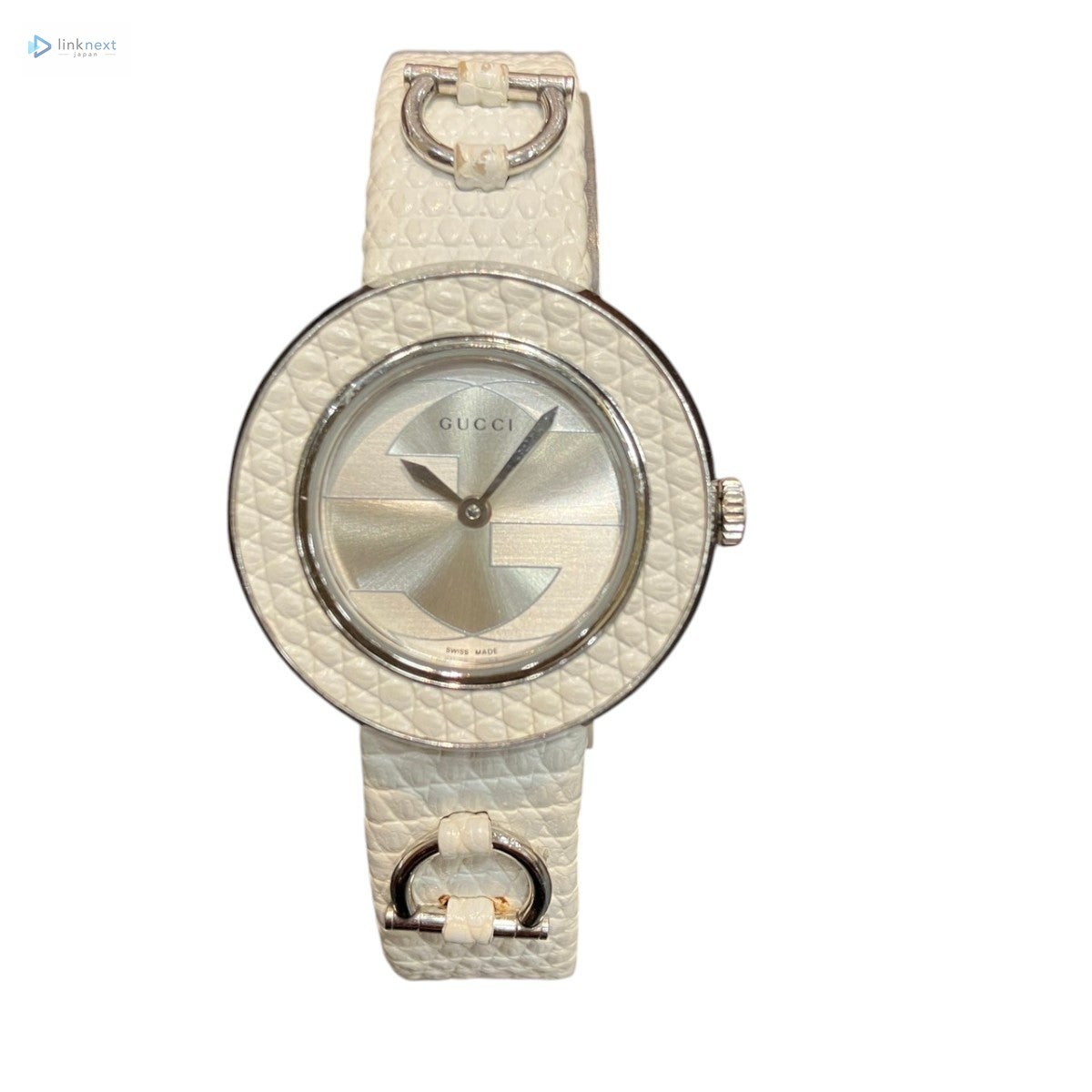 GUCCI Horsebit 129.5 Women’s SS Case Leather Band Quartz White Shell