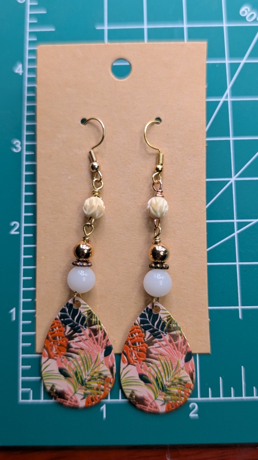 Women’s Artisan Stylish Boho Mixed Beaded Drop Dangly Hook Earrings Beach Leaf