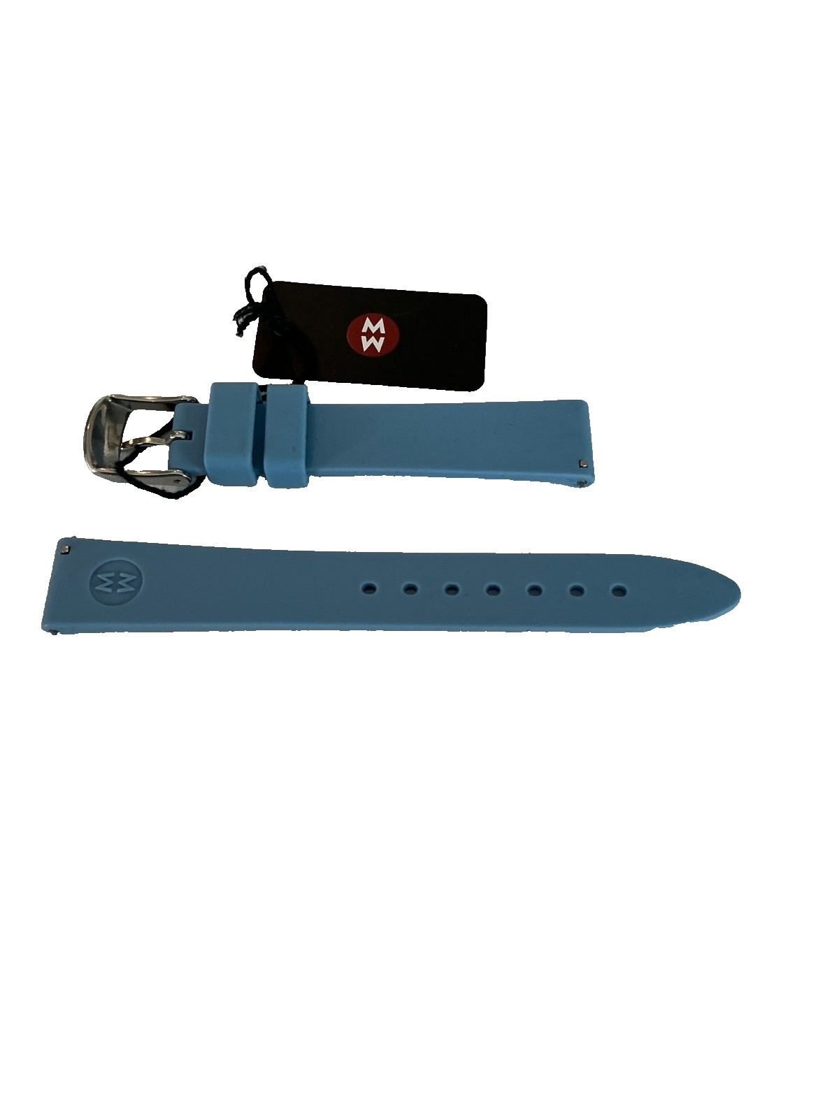 NEW MICHELE DECO, SIDNEY BABY BLUE SILICONE 16mm WATCH STRAP MS16AI040737