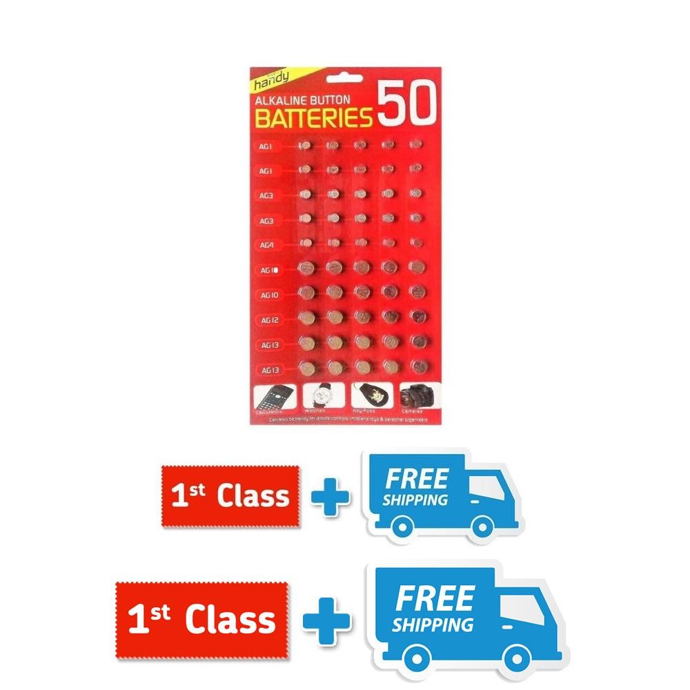 50 X ASSORTED Watch Cell Batteries AG1 AG3 AG4 AG10 AG12 AG13 for Toys, Watches