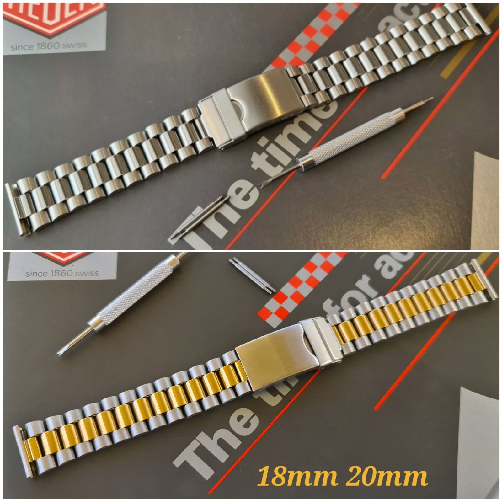 Bracelet fit tag heuer vintage f1 formula one and 2000 18mm 20mm tool + s bars