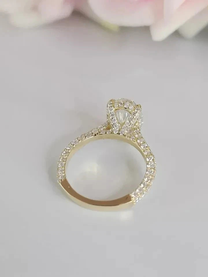 Lab Grown Diamond Wedding Ring 2.70 Ct 14k Yellow Gold Oval cut IGI E F VVS CVD
