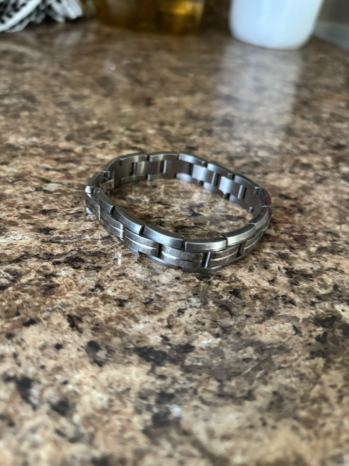 Stainless Steel Silver Tone Link Chain Bracelet, Fold Over Clasp