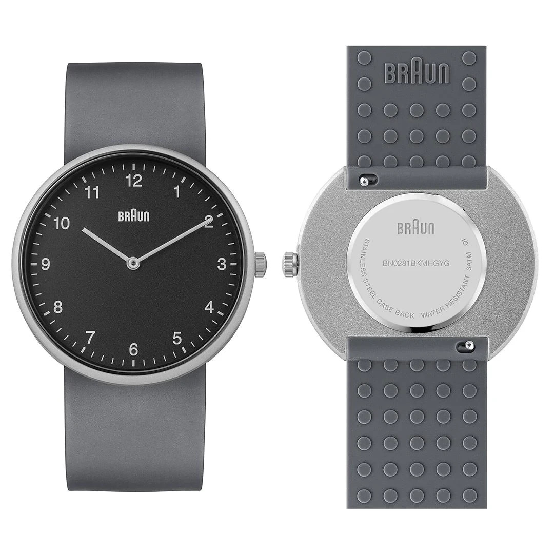 Braun Watch Steel Mesh Bracelet Unisex with Interchangeable Grey Silicon Strap