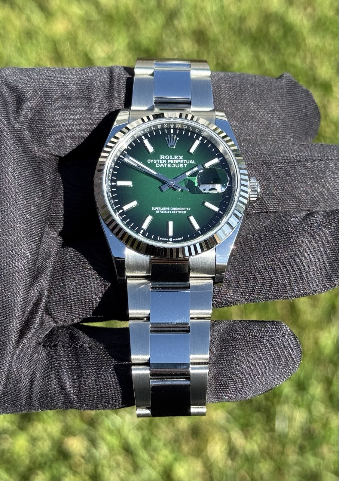 BRAND NEW July 2026 Rolex 126234 DateJust 36 GREEN OMBRE Steel Oyster FULL SET!