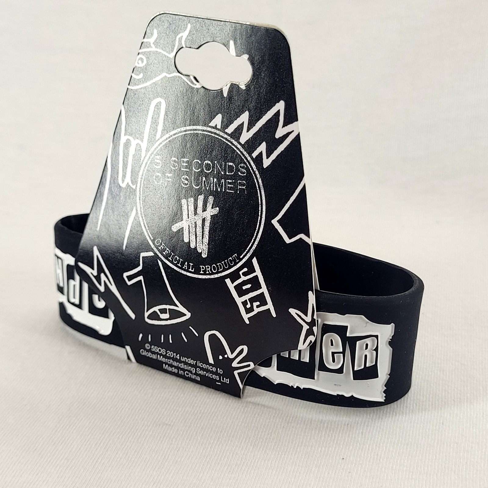 Official 5 Seconds of Summer 5SOS Rubber Bracelet Black Pink Crown 2014 – NEW