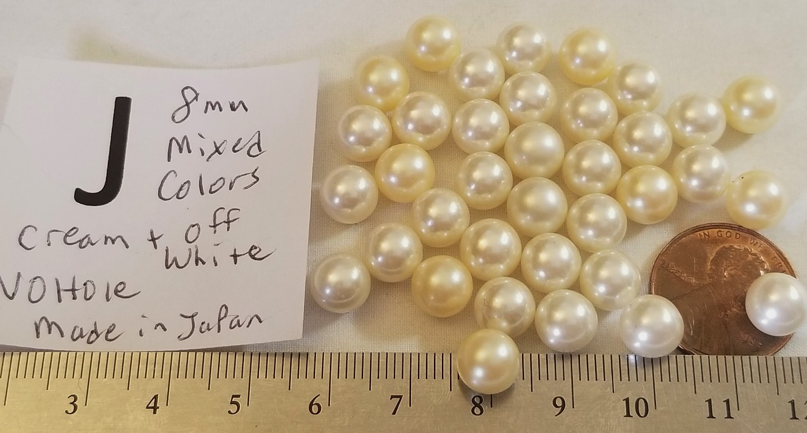 Vtg 8mm No Hole Pearl Bead ball Mix Cream White Color Jewelry Craft repair Lot