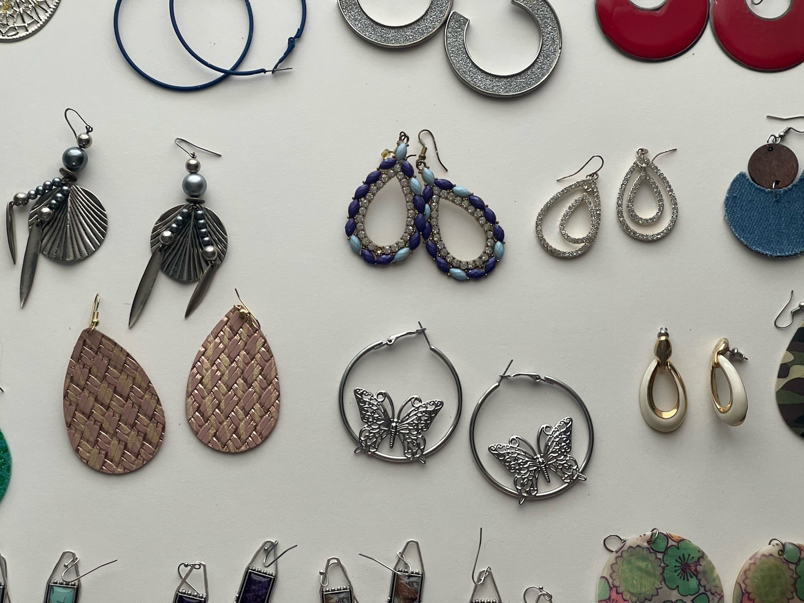 EARRINGS LOT DANGLE DROP HOOP STUD