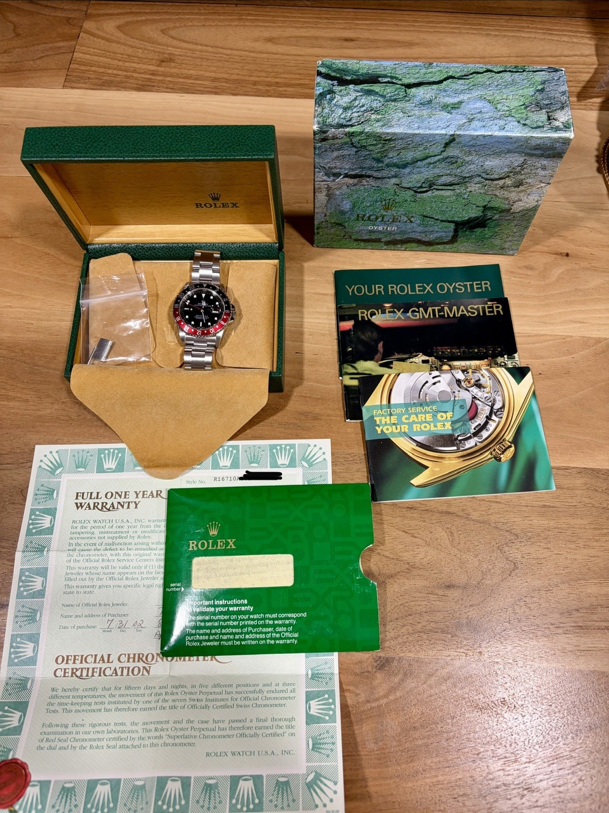 2002 Rolex GMT-Master II Coke Red Black Steel 16710 40mm Watch Box And Papers