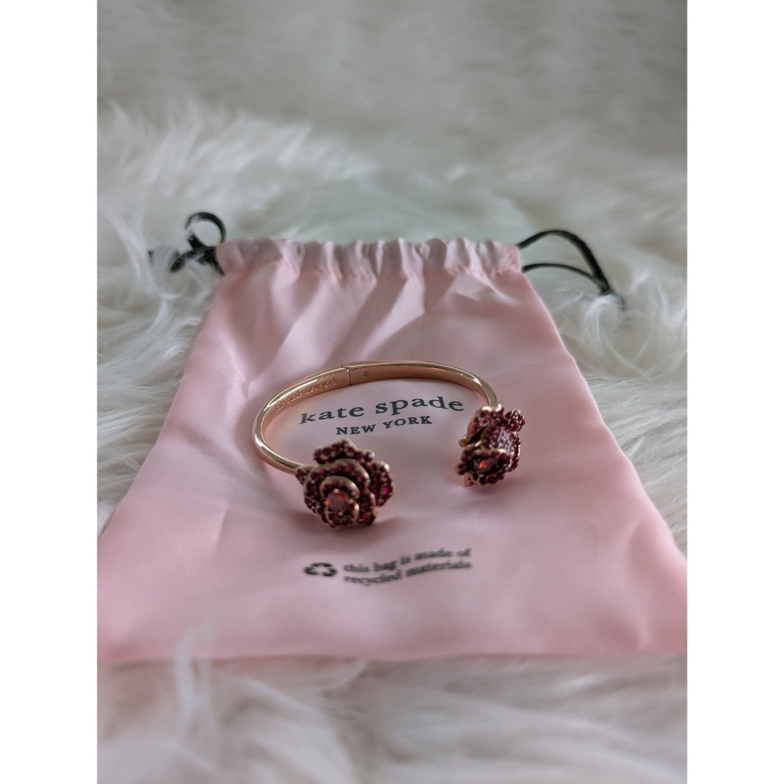 Kate Spade New York Winter Rose Pavé Hinged Open Cuff Bracelet
