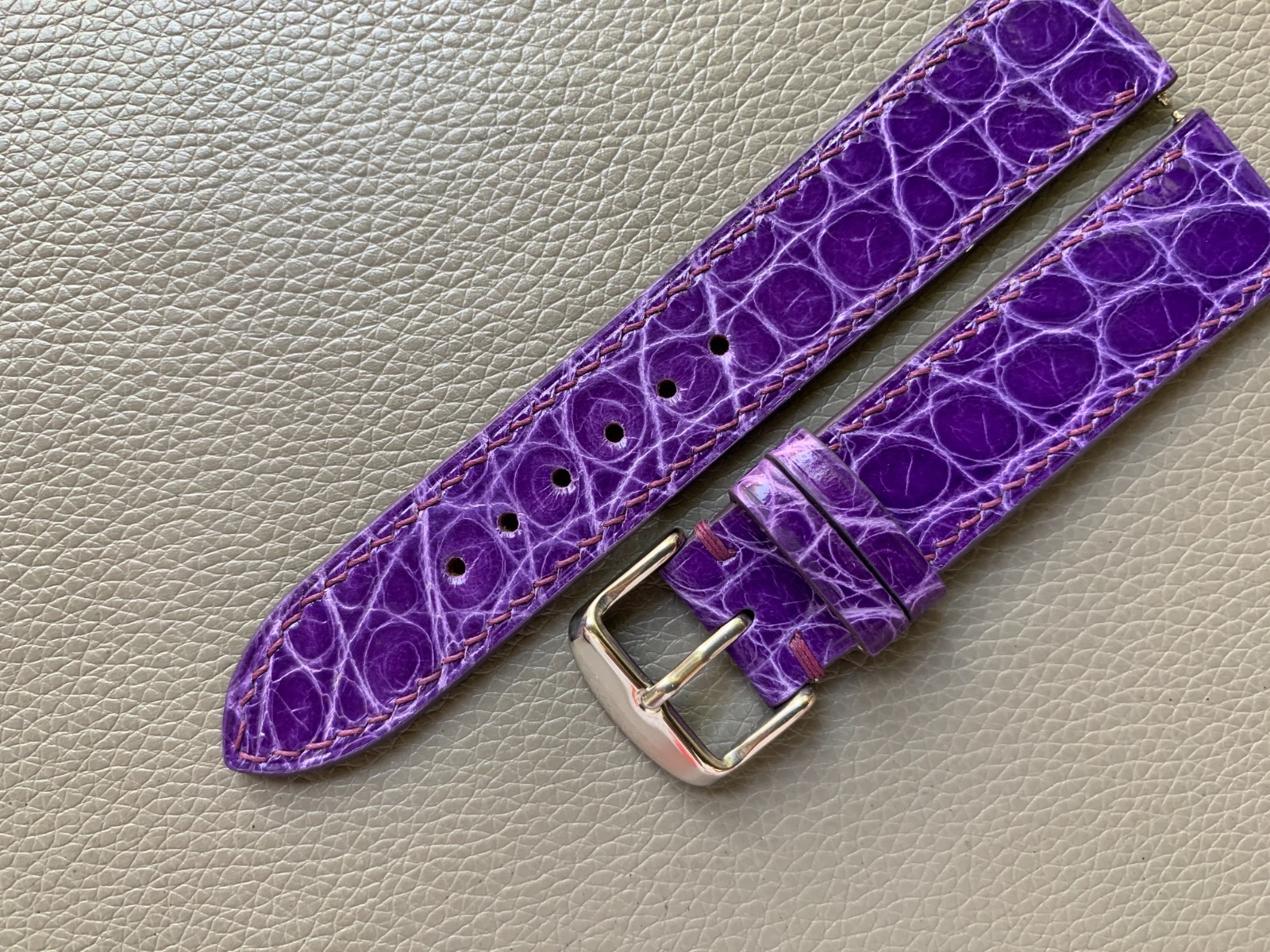 Purple Genuine Leather watch strap band Custom 10..16 17 18 19 20 21 22 23 24mm
