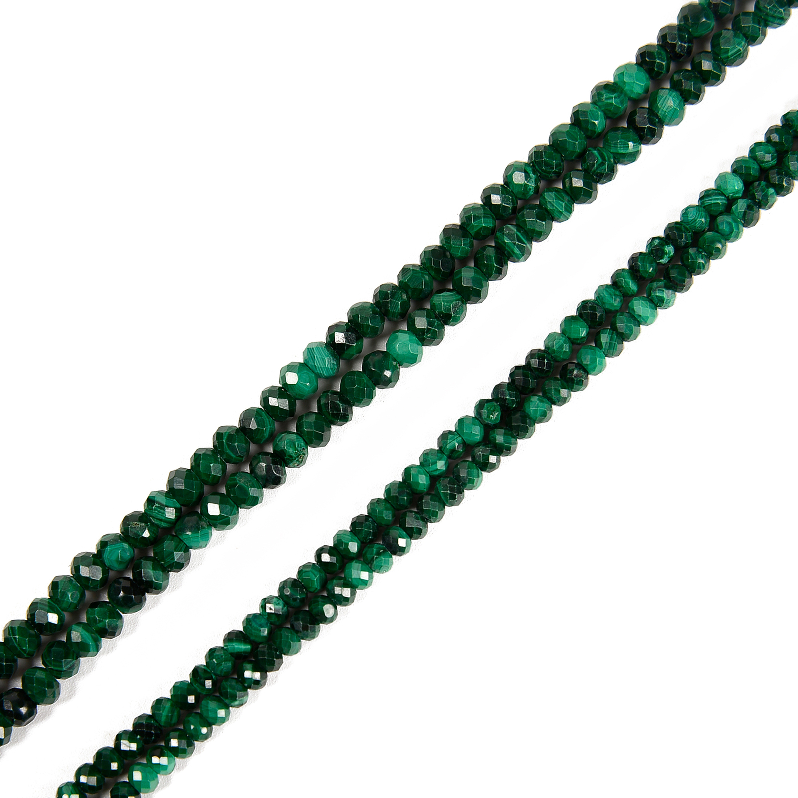 Natural Malachite Faceted Rondelle Beads 2x3mm 3x4mm 15.5″ Strand