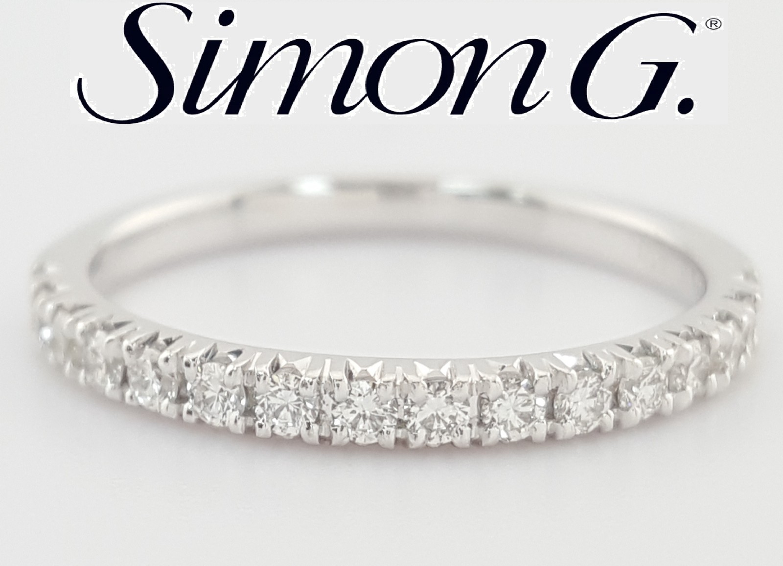 Simon G Round Diamond Wedding Band MR1811 18k White Gold 0.27 ct Rt $2,200