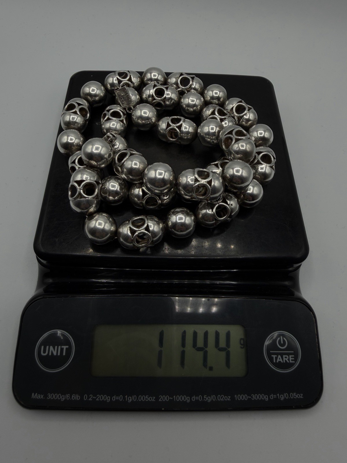 114g VTG Taxco Mexico 925 Sterling Silver Lantern Ball Bead Heavy Necklace 27”