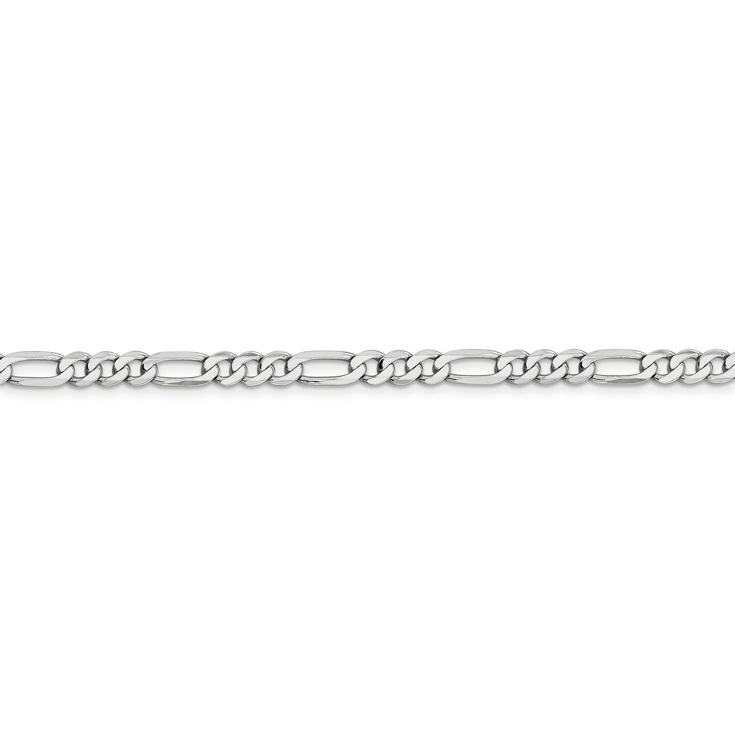 14k White Gold 4.5mm Solid Flat Figaro Link Chain w/ Lobster Clasp 18″ – 26″