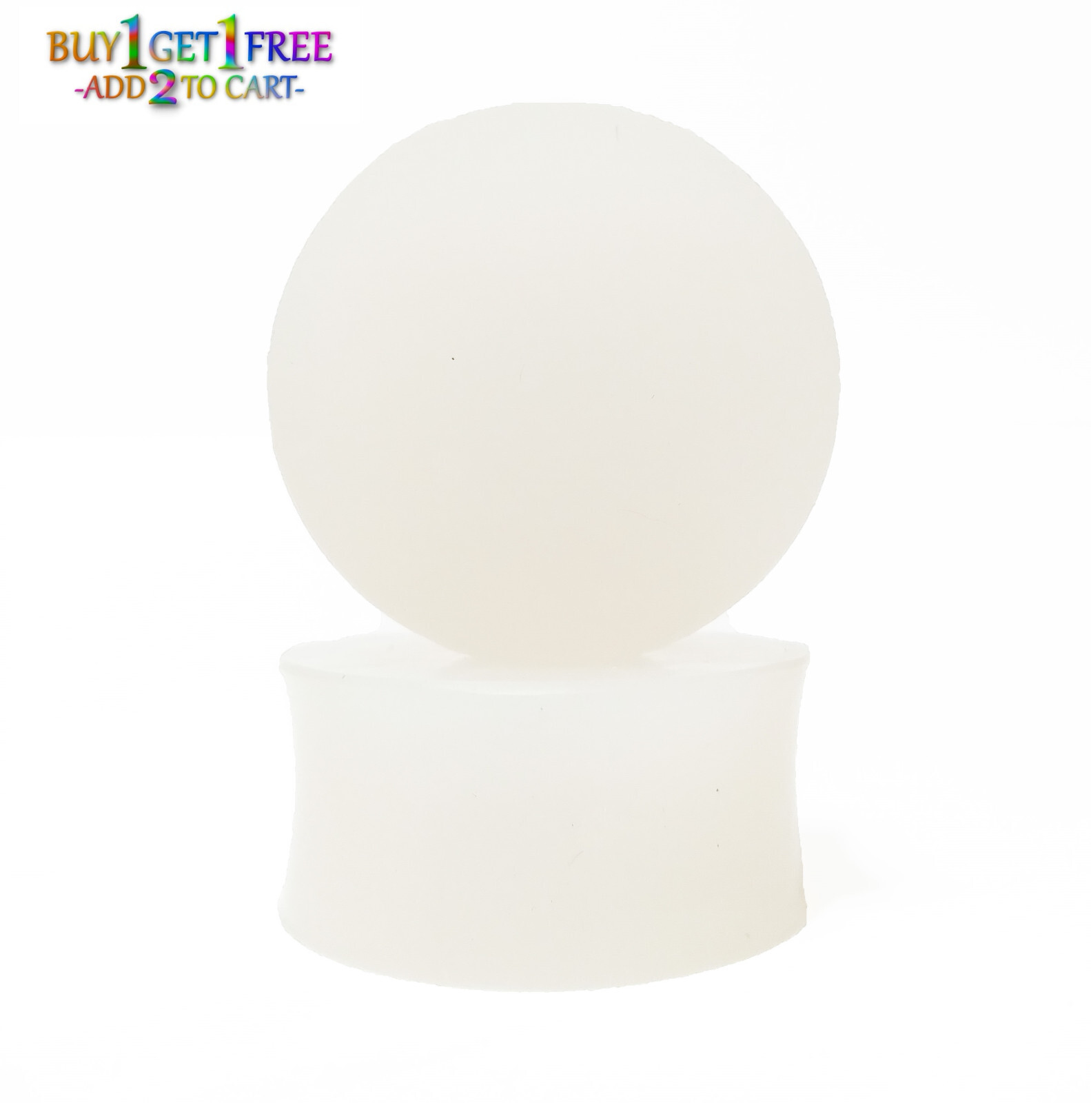 Pair 8g-40mm WHITE SOLID SILICONE PLUGS Soft Double Flare Gauges Thick Ear 3033