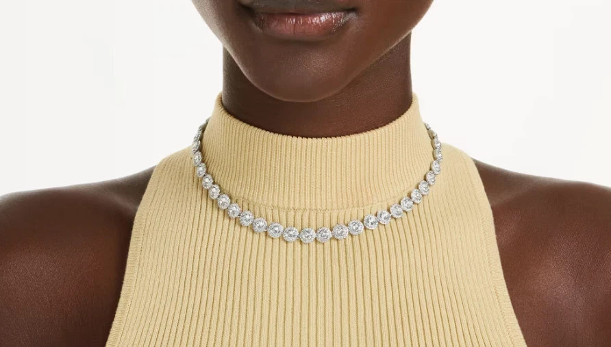 Swarovski Una Angelic necklace Round cut, Medium, White, Rhodium plated