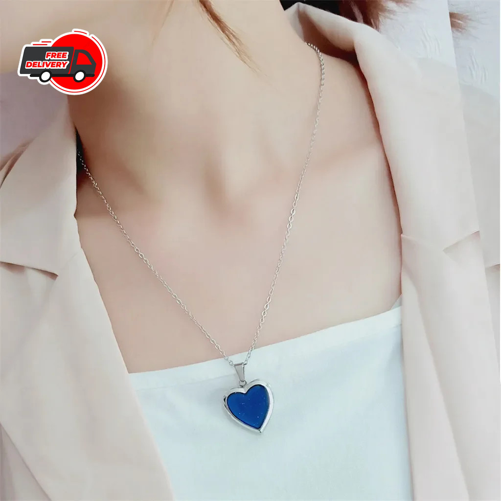 Heart Mood Locket Necklace Color Changing Necklace Temperature Mood Stainless