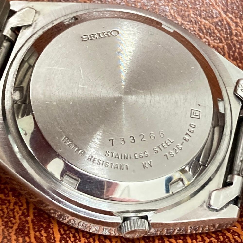 Seiko 5 7S26-8760 Automatic 21 Jewels Day Date Black Dial Watch Japan Used