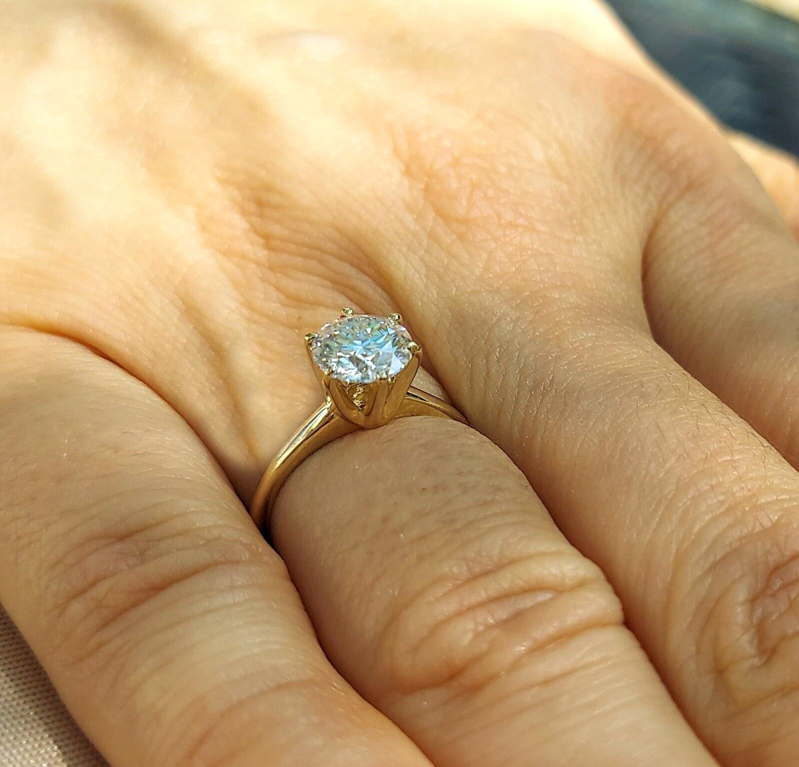 Engagement ring Size 5.75 10k gold ring, 1.26 carat certified. Solitaire ring