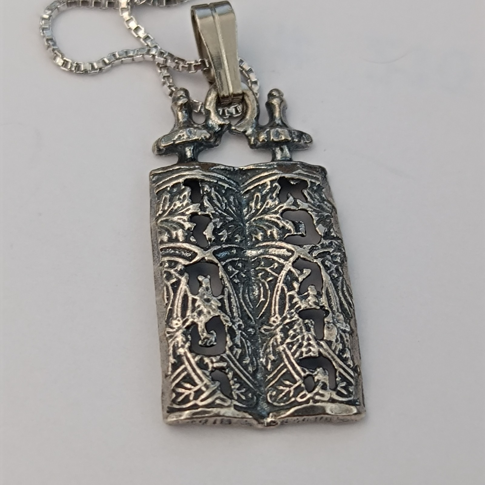 Ten Commandments Necklace Sterling Silver Torah Judaica Faith Men Women Gift VTG