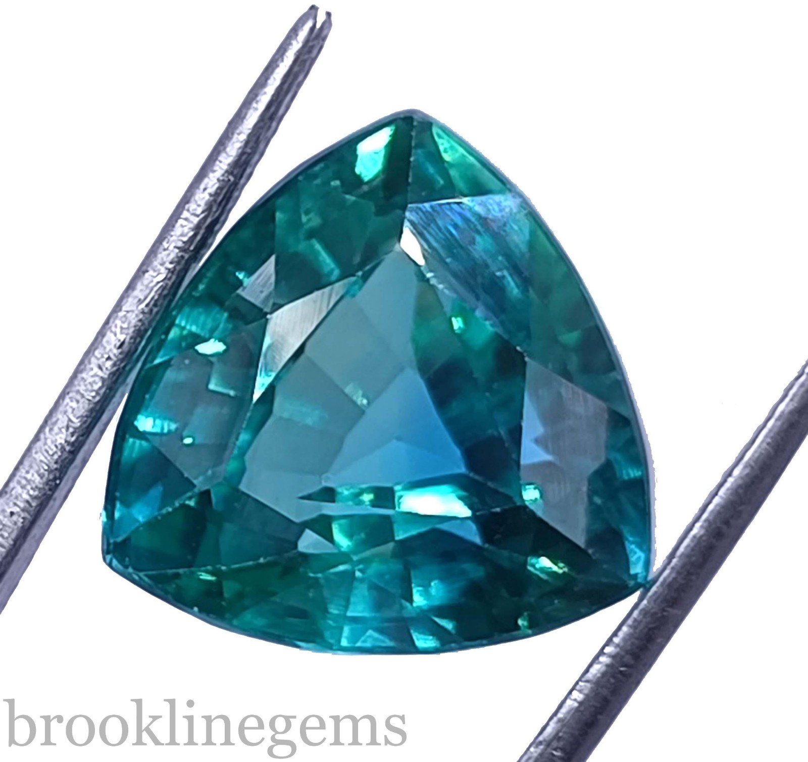 22.65 Ct Natural Green Emerald Trillion Cut Loose Gemstone EGL Certified “5NSK