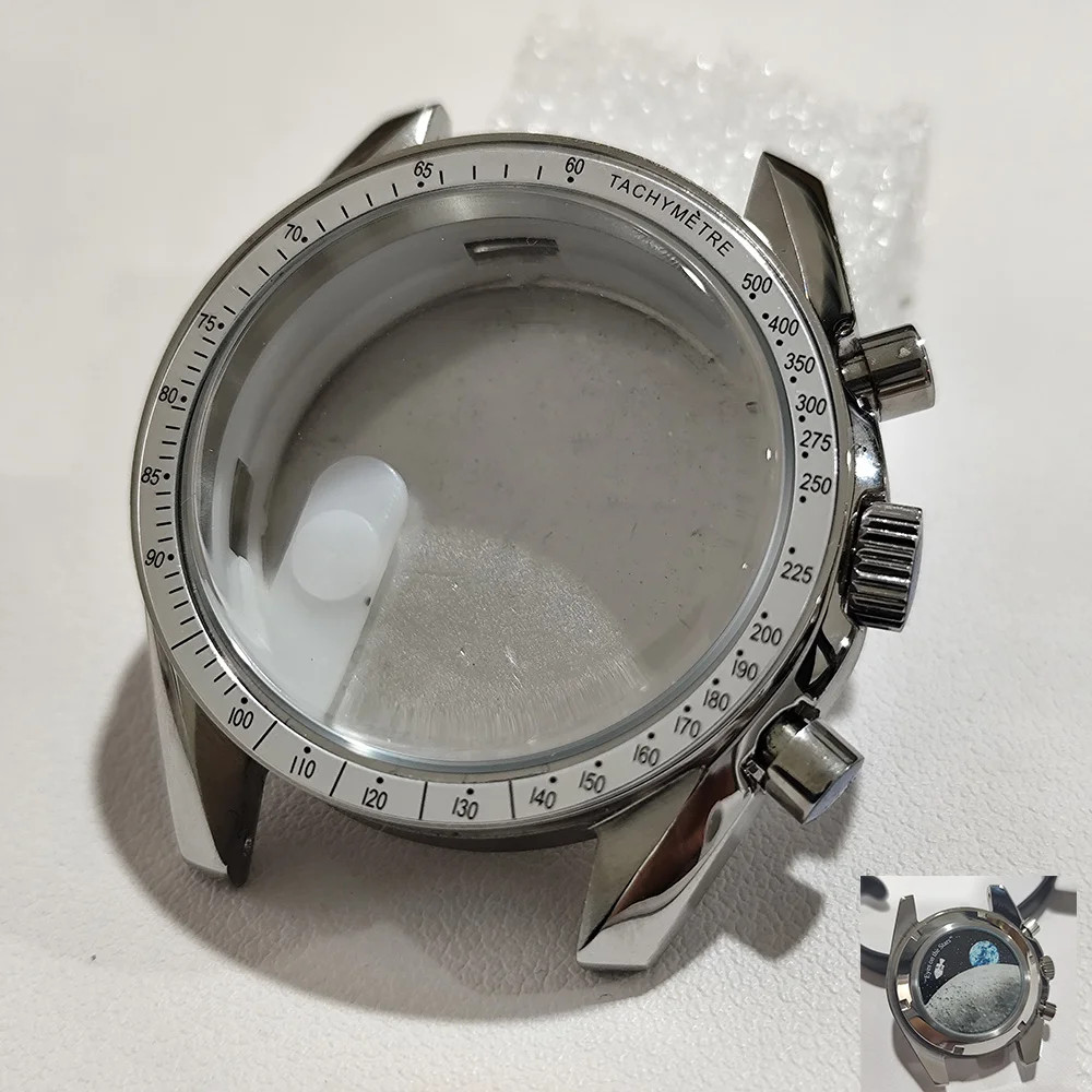 For VK63 Moon Watch 39.7MM Case Moon Pattern Back Chronograph Stainless Steel