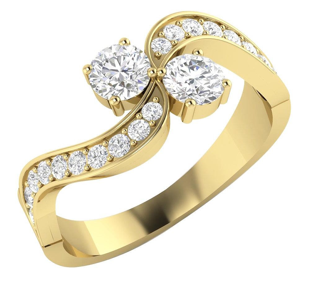 Forever Us Two Stone Lab Grown Diamond Solitaire Ring VS F 0.90Ct 14K Rose Gold