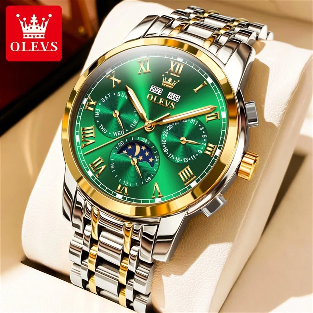 Automatic Mechanical Waterproof Watch Moon Phase Luxury Dial Men’s Men Strap