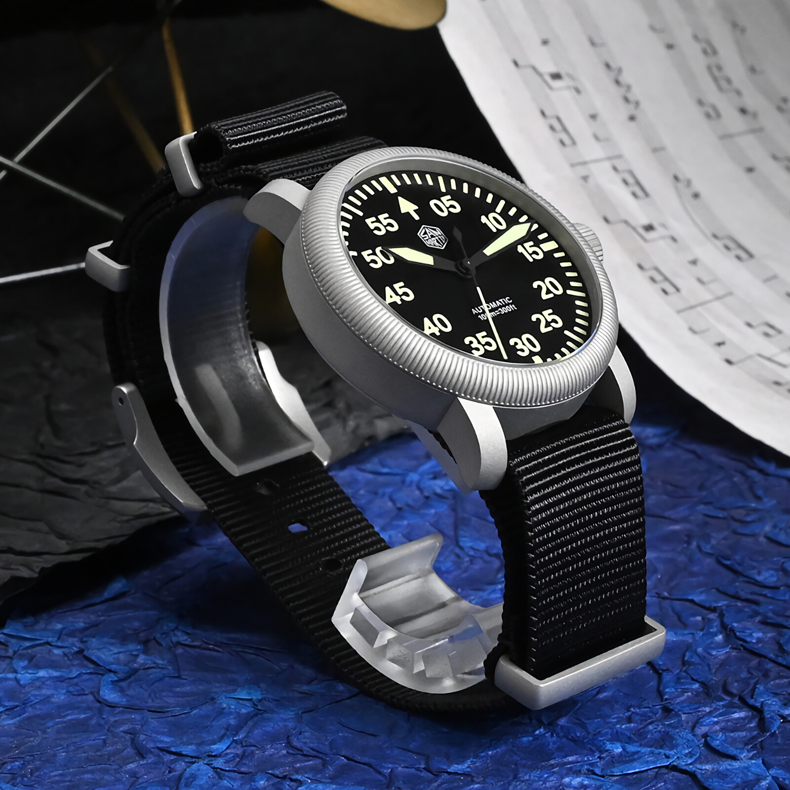 SAN MARTIN SN0143-G Automatic Stainless Steel 40mm 10ATM Retro Pilot Men’s Watch