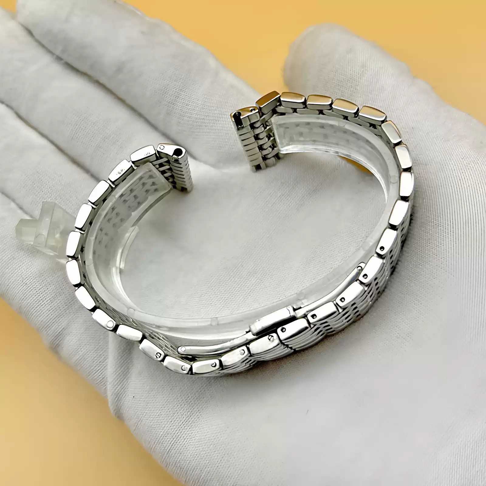 New 14mm-24mm 9Bead Solid Stainless Steel Watch Band Butterfly Clasp Strap
