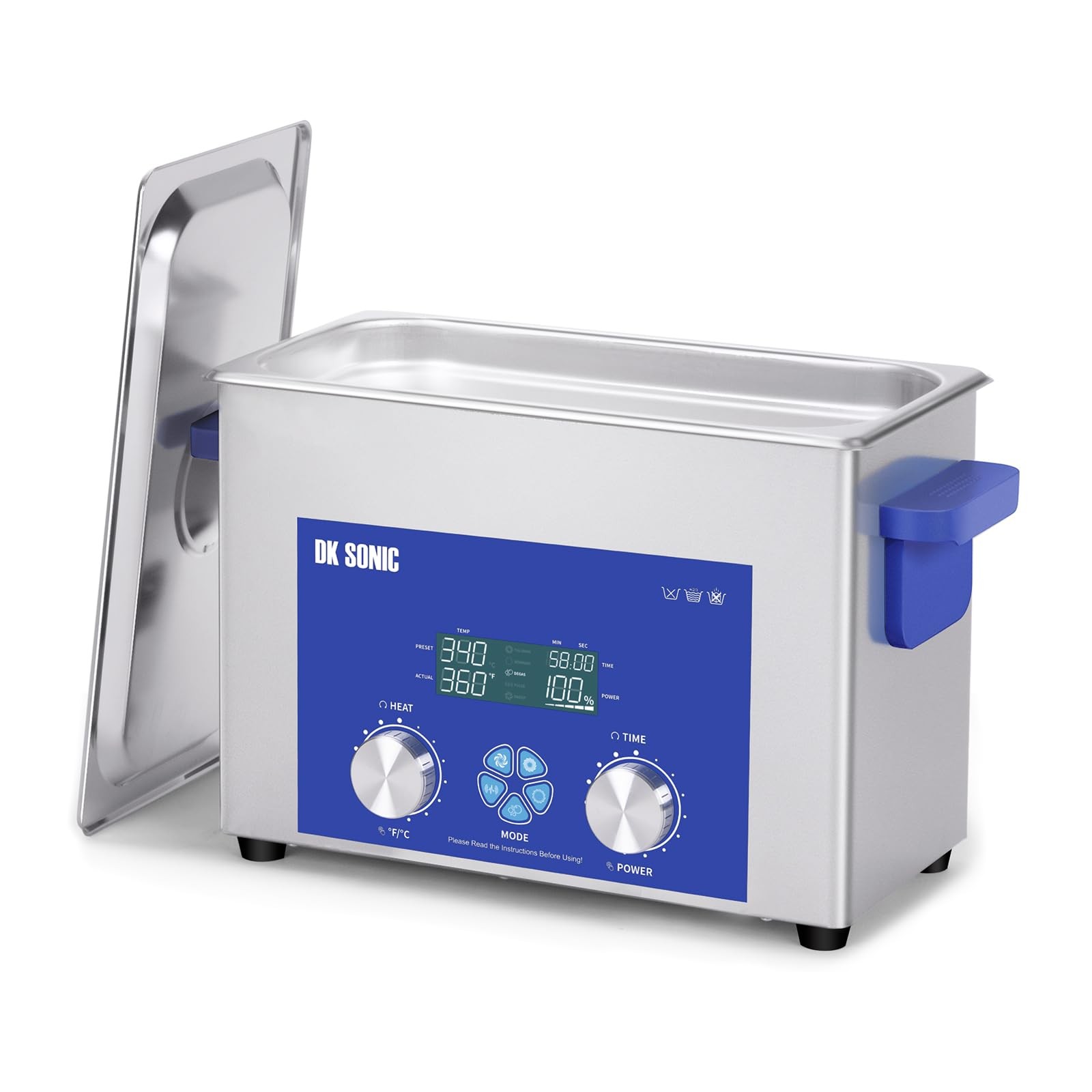 4L 120W Ultrasonic Cleaner, 200W Heater with 1-199min Timer & Power Adjustabl…