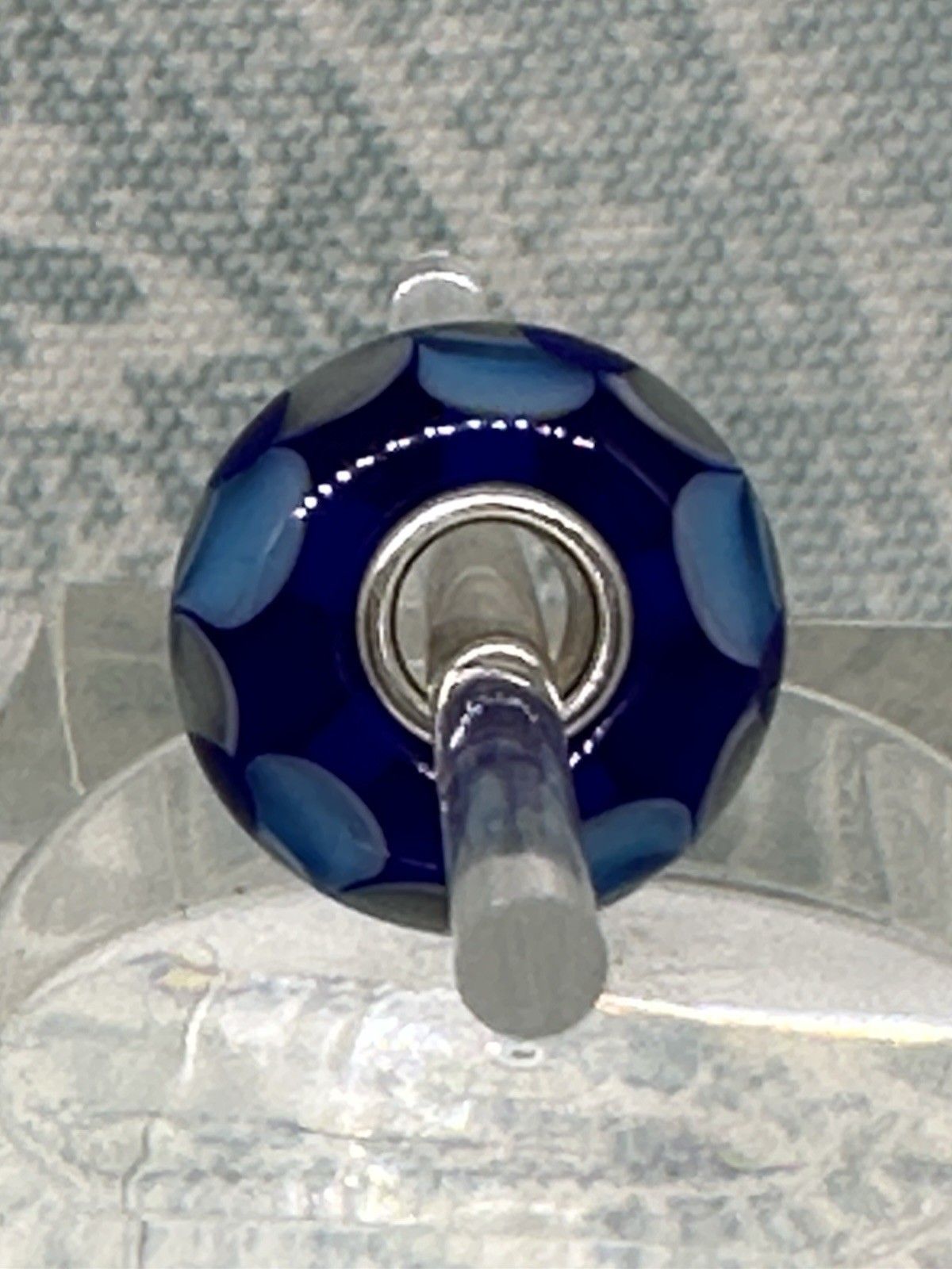 Authentic Trollbeads OOAK Gray Chain with Blues on Cobalt UU, New (30.0)