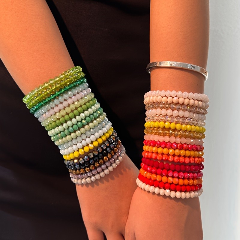 36Pcs 6mm Gemstones Beaded Stretch Bracelet for Women Crystal Stone Bracelets