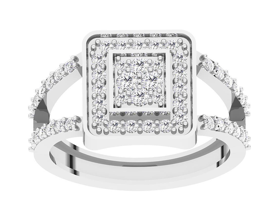 14K Rose Gold Square Right Hand Wedding Ring SI1 G 0.75 Carat Natural Diamond