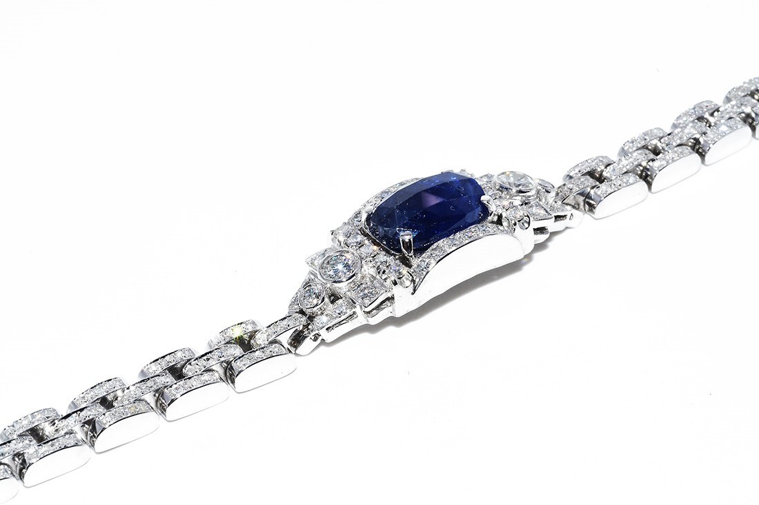 $32,999 11.70CT AGL CERTIFIED NATURAL NO HEAT SAPPHIRE & DIAMOND BRACELET 14K