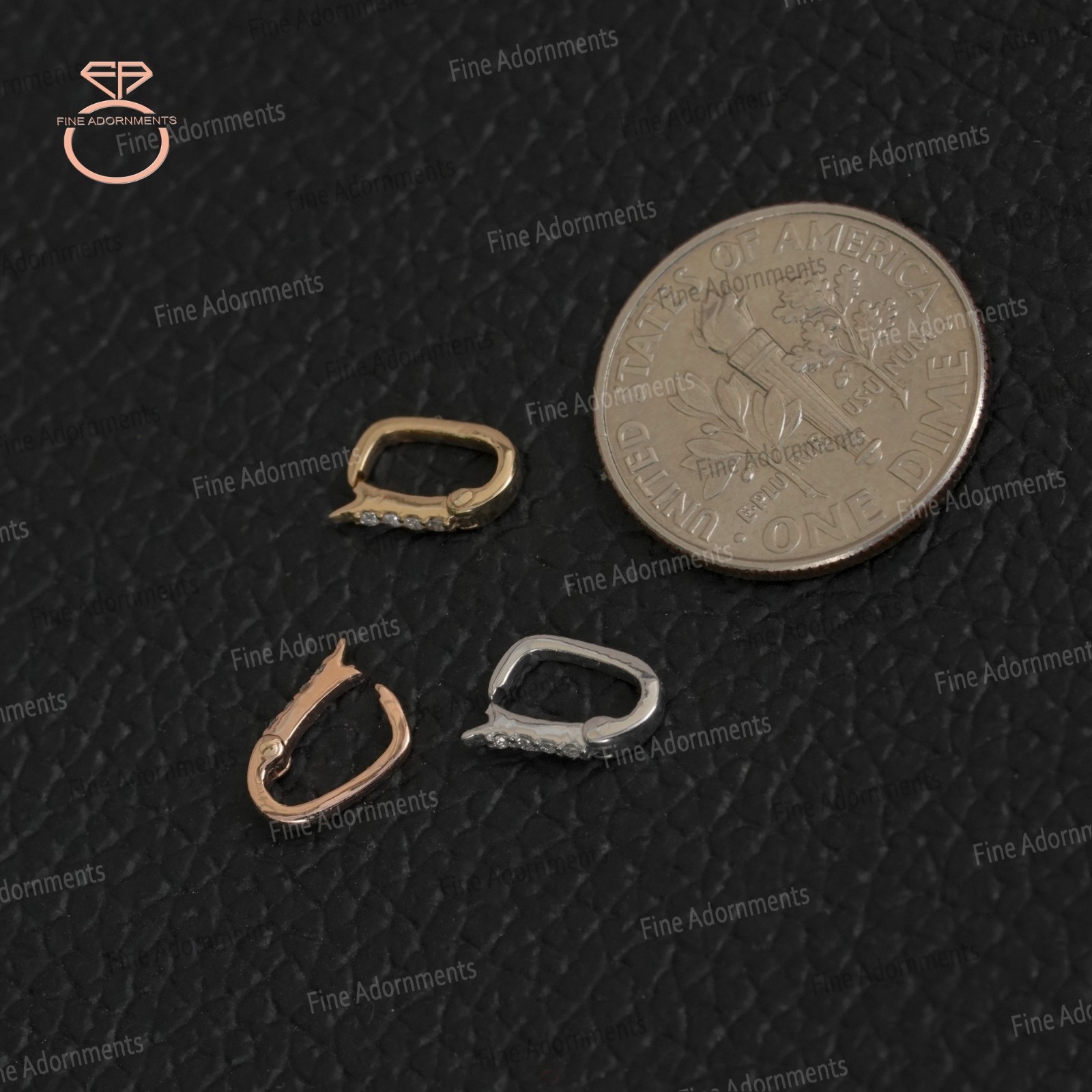 Solid 14K Gold Clasp Finding Natural Pave Diamond Handmade Fine Jewelry (Single)