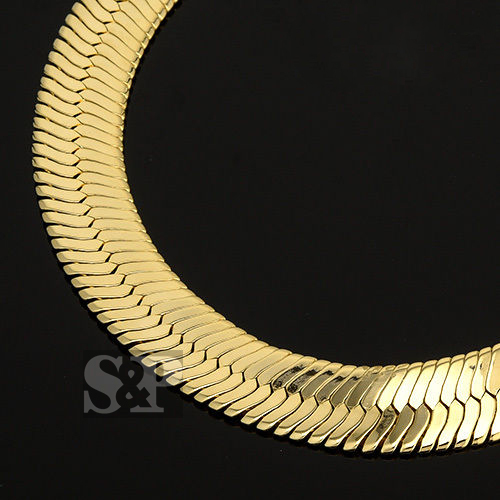 Hip Hop Rapper Herringbone 14K Gold Silver Plated Brass 10mm 24″ Chain Necklace