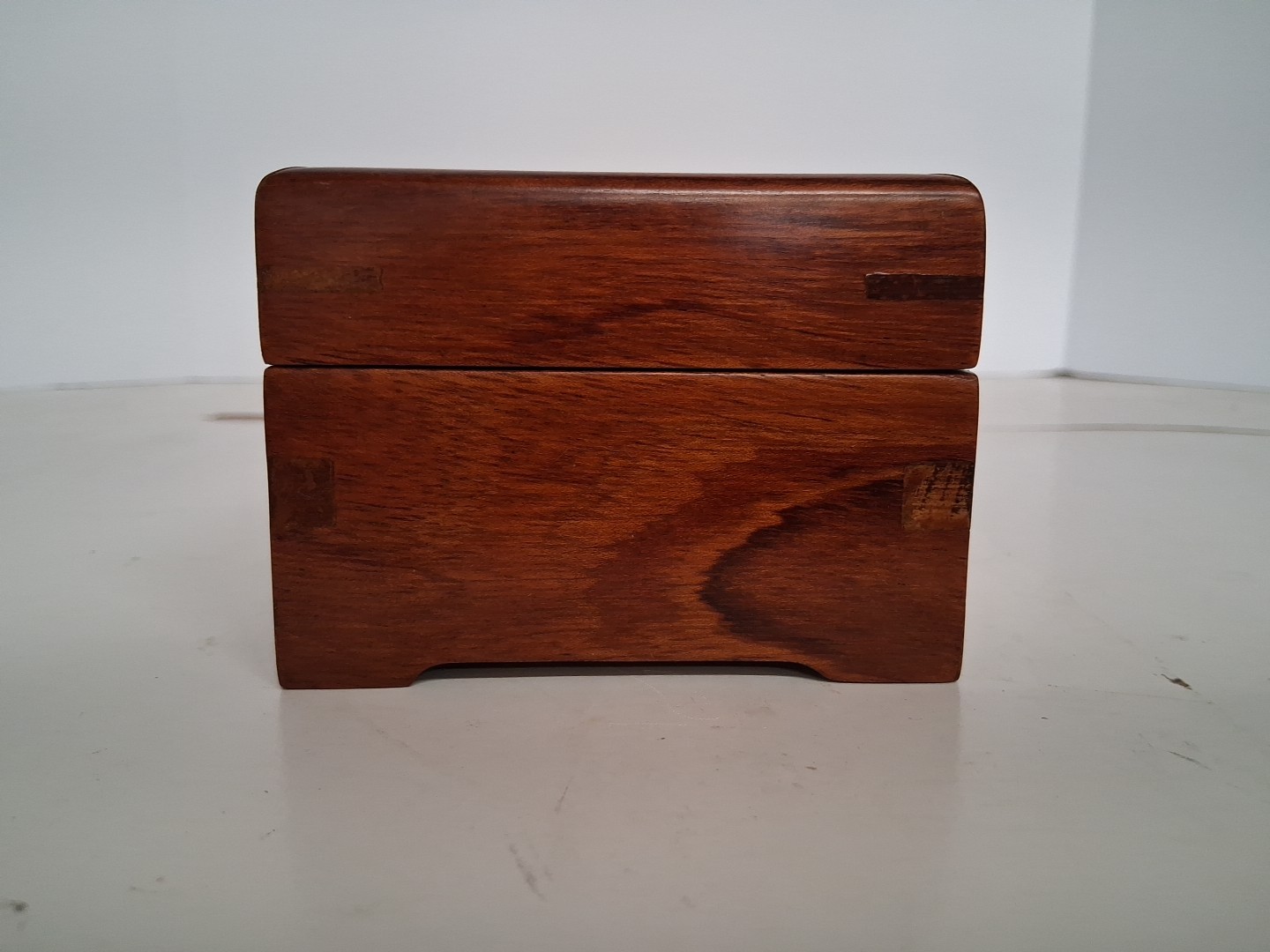 Vintage Chinese Rosewood Jewelry Box w/ Brass Latch and Dovetail Joints